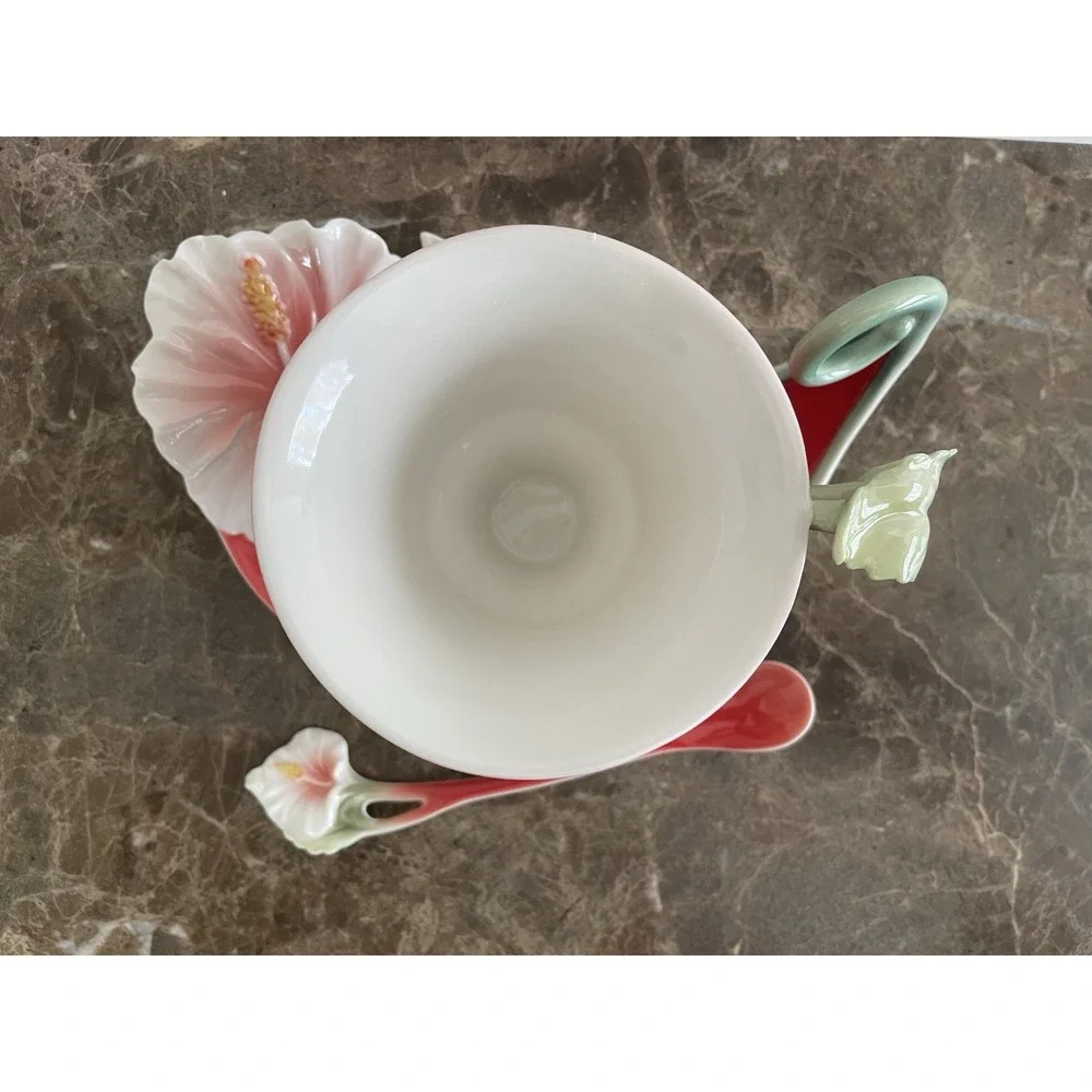FRANZ Collection Island Beauty Hibiscus‎ Cup Saucer Set w Spoon FZ00978